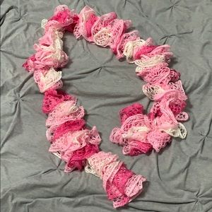 Pink hand knit scarf